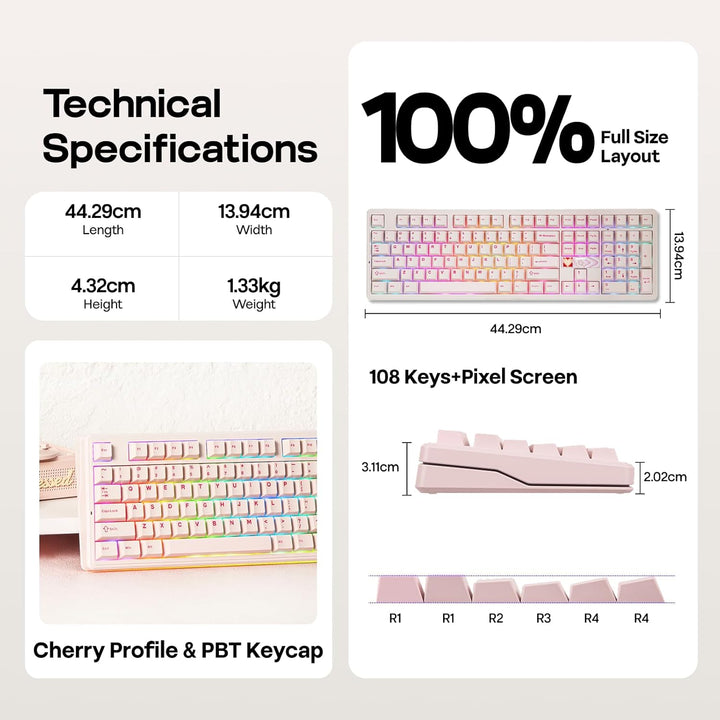 EPOMAKER X Aula F108 PRO V2 Teclado inalámbrico para juegos con bat...