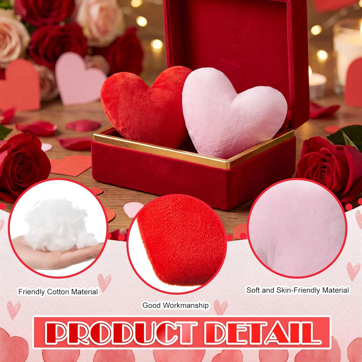 PullCrease 48 almohadas de felpa en forma de corazón para