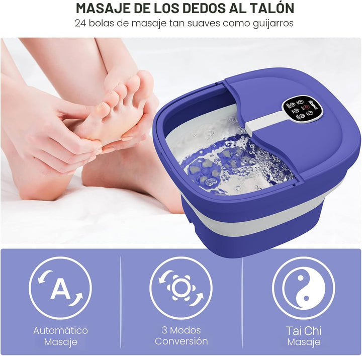 HOSPAN Masaje giratorio eléctrico plegable para pies, baño de pies...