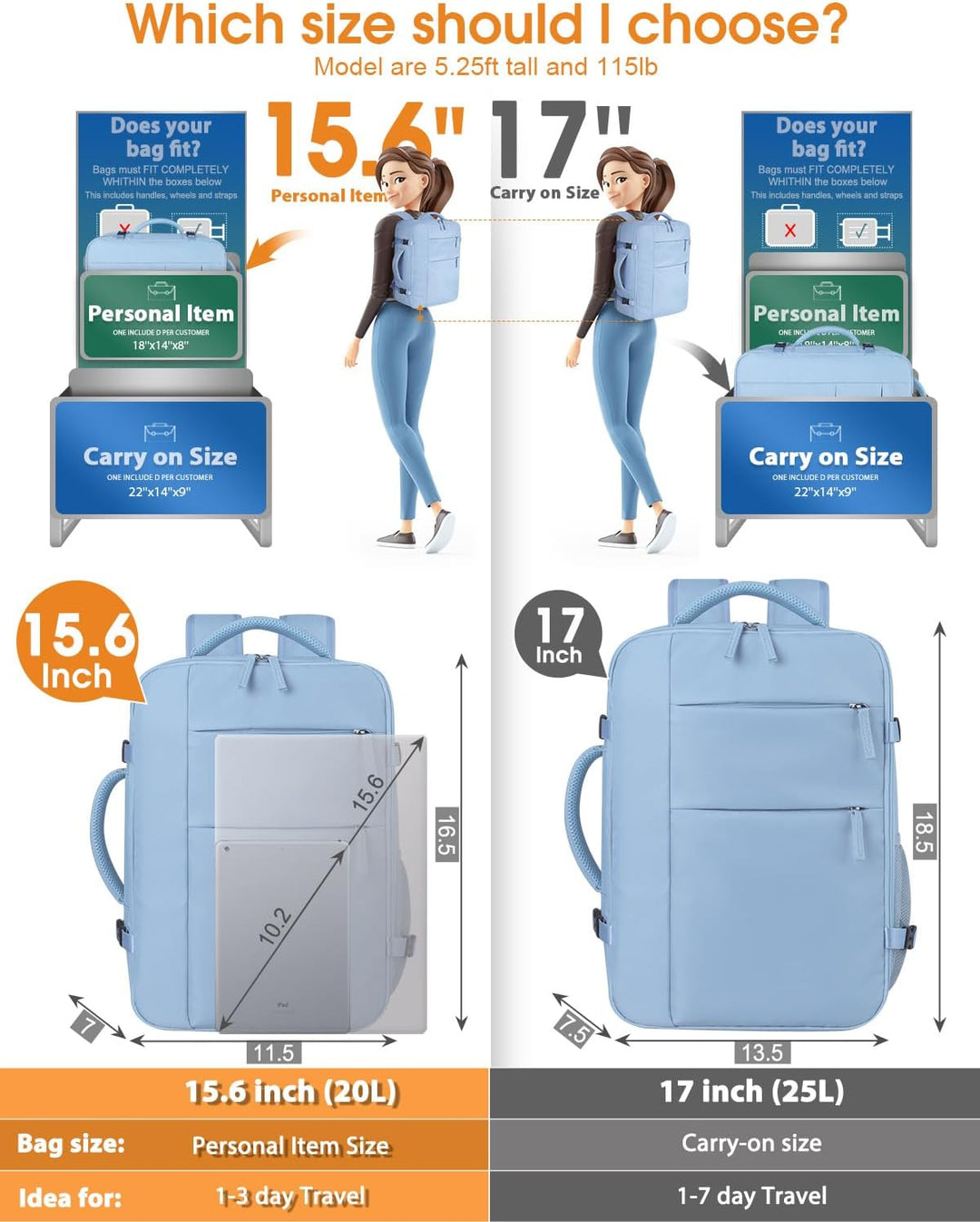 Capolo Mochila de viaje para mujeres y hombres, mochila impermeable...