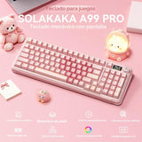 SOLAKAKA Teclado inalámbrico para juegos A99 Pro con pantalla LCD y...