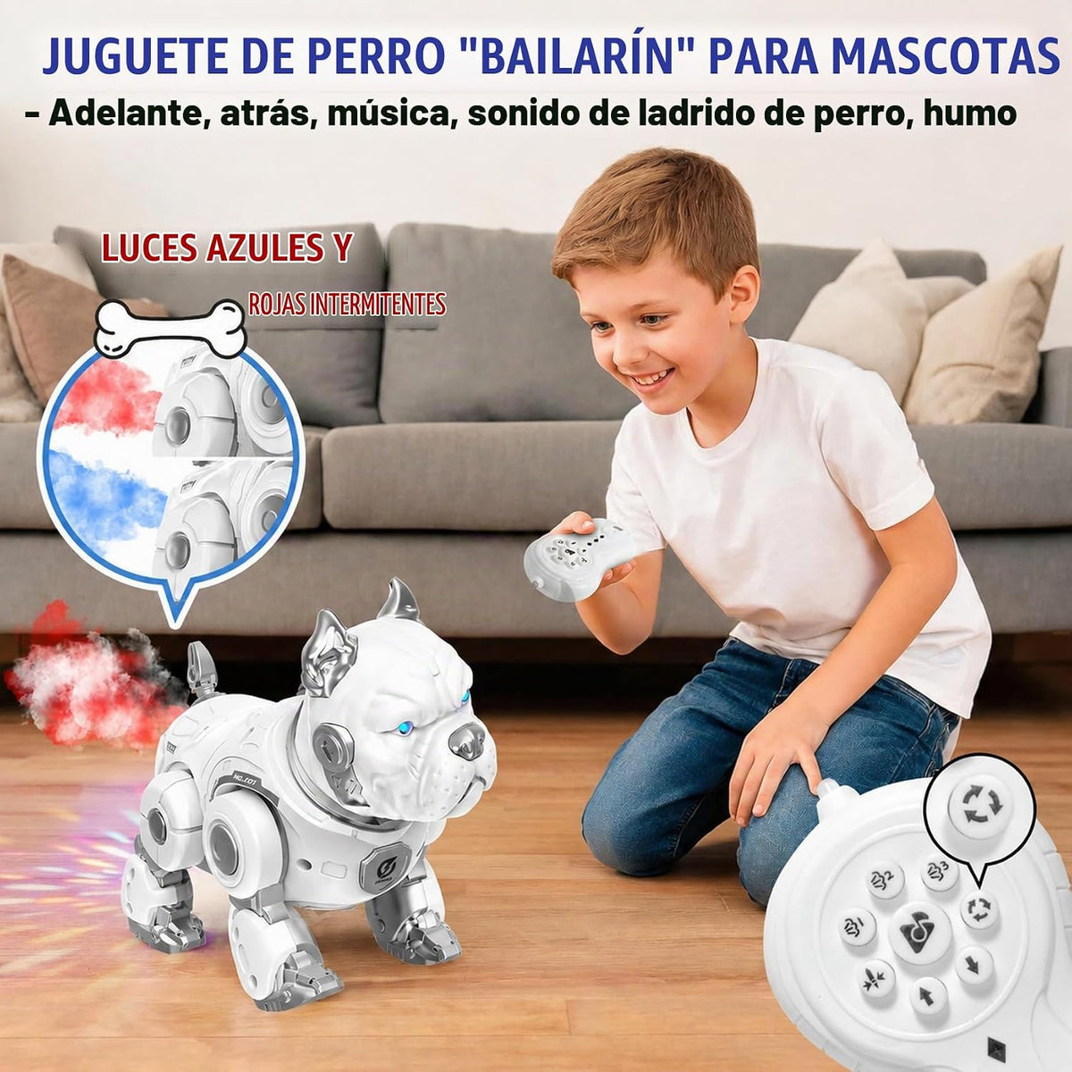 Perro de control remoto, robot de pedos Spary Bulldog para niños