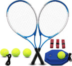 Juego de raquetas de tenis para adultos, 2 jugadores para adultos, juego de raquetas de tenis recreativas para principiantes y profesionales con 4 pelotas de tenis, 3 sobreagarres, 1 bolsa de