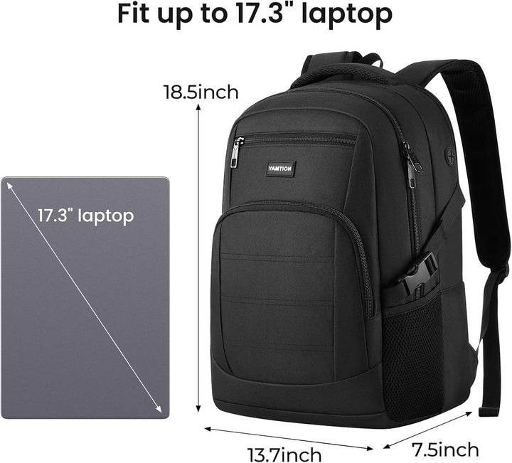YAMTION Mochila negra para hombres y mujeres, mochila para laptop c...