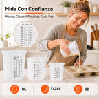 Juego de tazas medidoras de silicona, 3 piezas - 8.5 fl oz + 16.9 fl oz +