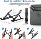 ivoler Soporte para laptop, soporte elevador para laptop, soporte para tableta de computadora, 6 ángulos ajustables, de aluminio, ergonómico, plegable, soporte de escritorio portátil compatible con