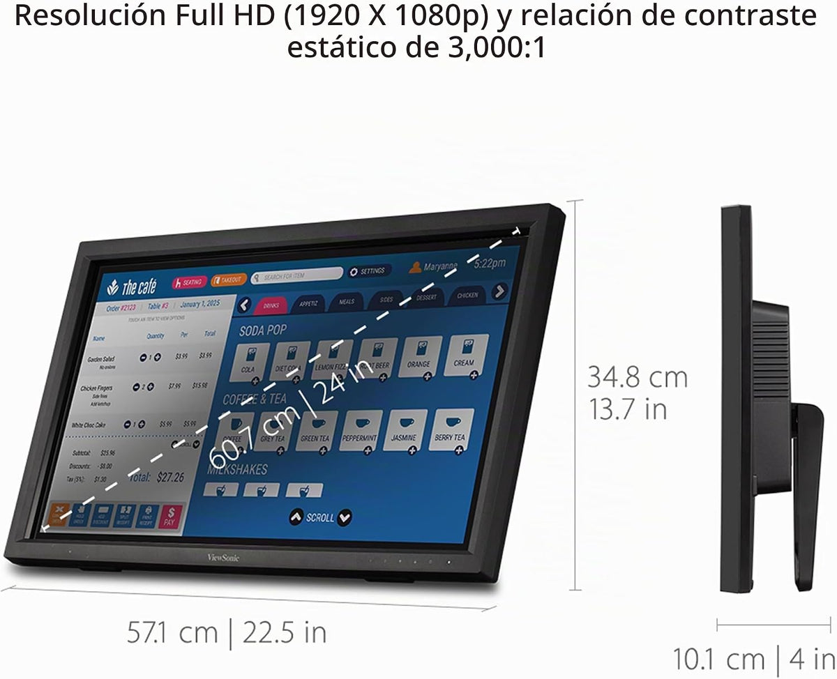 ViewSonic TD2423D Monitor de pantalla táctil de 24 pulgadas 1080p,...