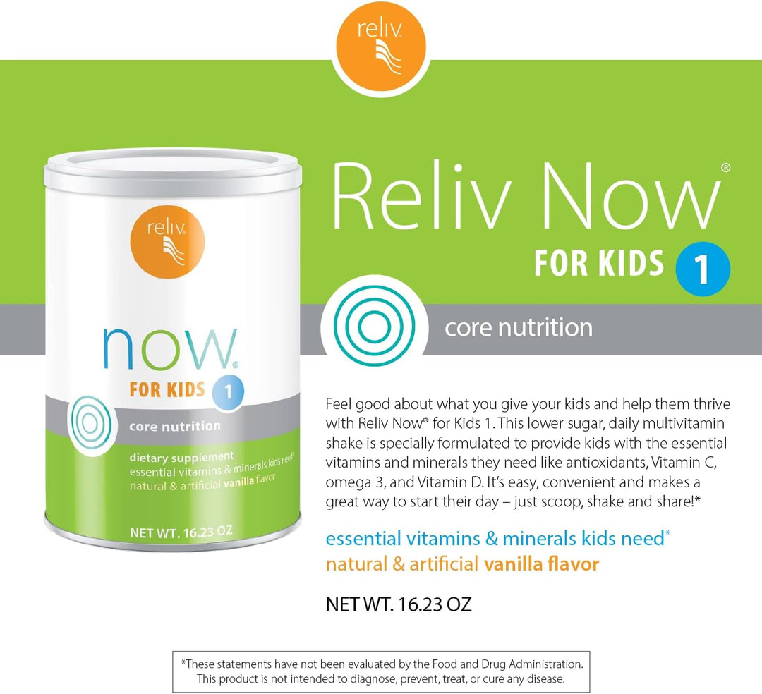 RELIV Now for Kids 1 Vanilla - Batido nutricional bajo en azúcar co...
