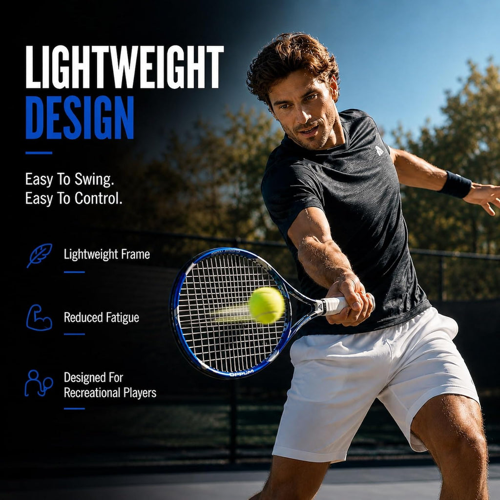 Raquetas de tenis OPPUM PRO-500 para adultos, paquete de 2 raquetas preencordadas para principiantes e intermedios con bolsa de transporte y 2 pelotas, cabeza sobredimensionada de 105 pulgadas