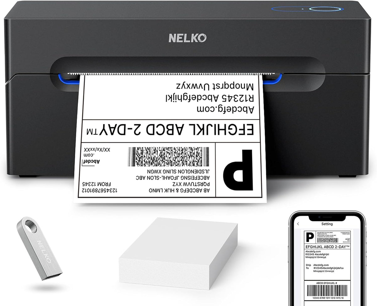 Nelko Impresora térmica Bluetooth de etiquetas de envío, impresora de etiquetas de envío inalámbrica de 4 x 6 para paquetes de envío, compatible con Android, iPhone y Windows, ampliamente utilizada