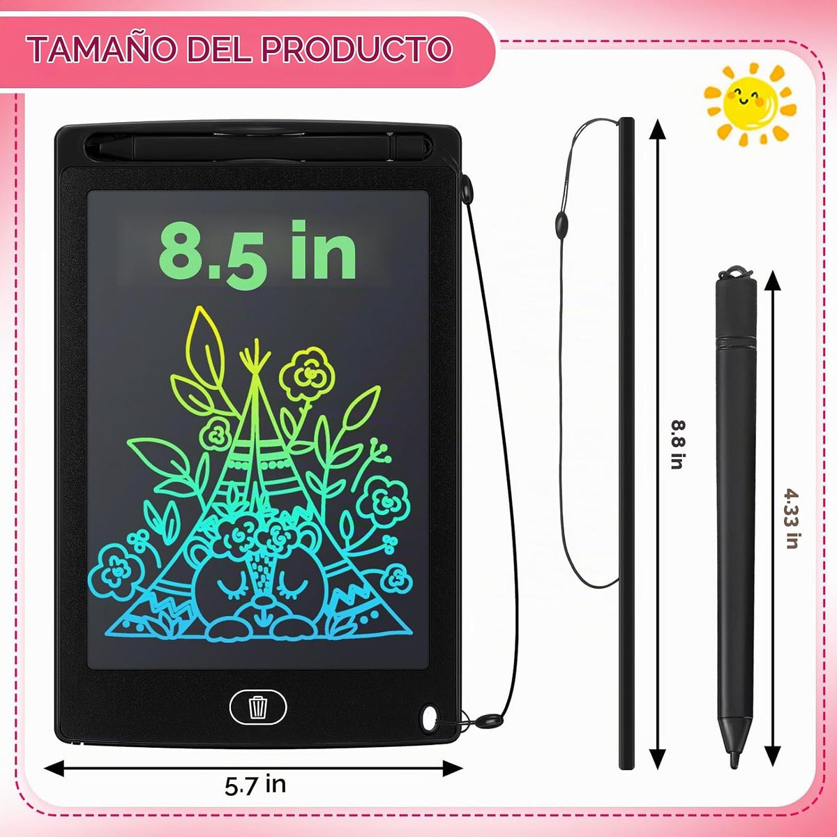 Zhehao Tableta de escritura LCD de 32 piezas para niños 8.5 "borrable