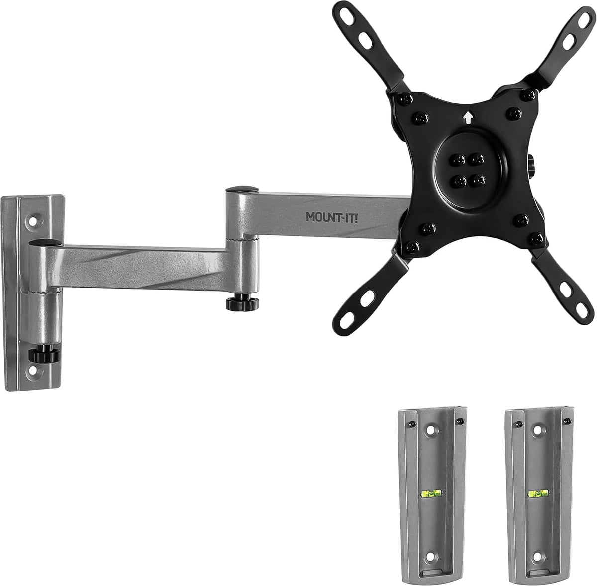 Mount-It! Soporte de TV para RV con cerradura para camper, remolque, autocaravana, camión y barco, movimiento completo, liberación rápida, aluminio resistente al óxido, placas de pared dobles para interior y exterior, TV de 19 a 43, 33 libras, VESA 200