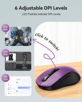 TECKNET Ratón Bluetooth recargable, [USB + BT5.0 + BT3.0] Ratón ina...