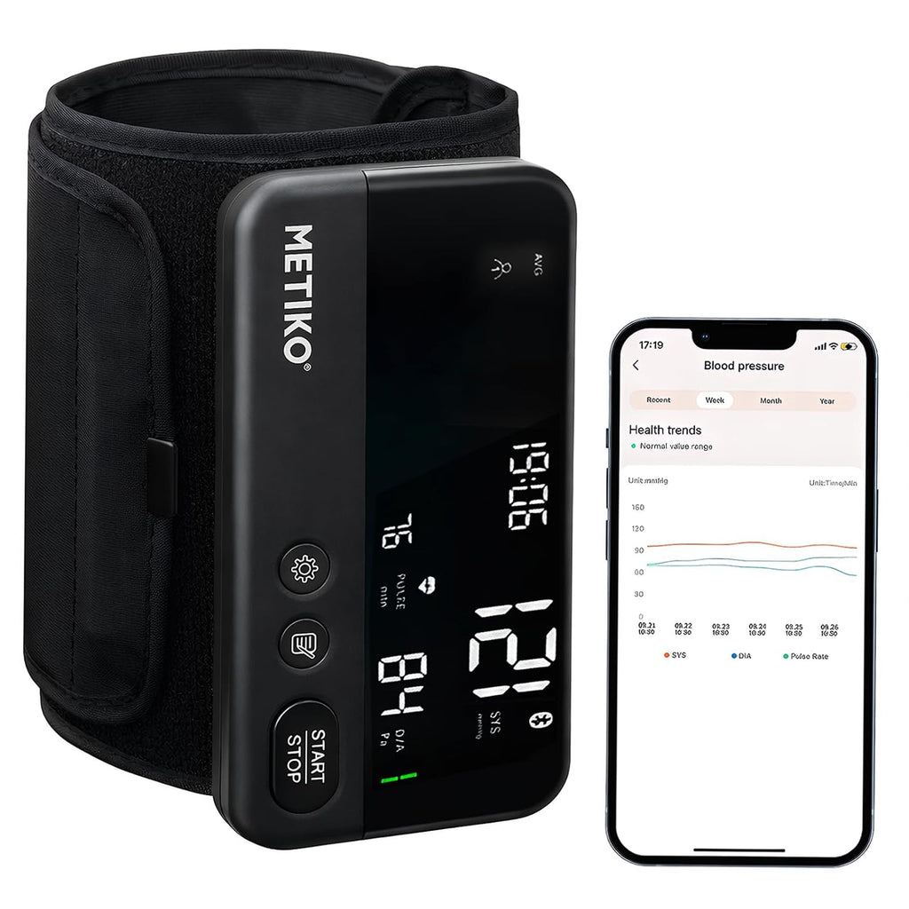 Monitor de presión arterial inalámbrico con Bluetooth para la parte superior del brazo, monitor de presión arterial recargable portátil ultraligero, compatible con la aplicación iOS/Android BP