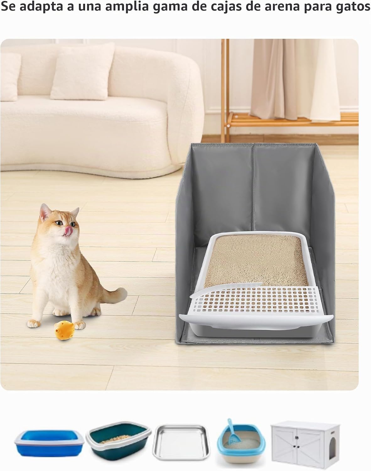 Caja de arena impermeable para gatos con alfombrilla extraíble, caja para gatos con 2 ganchos para cuchara, antifugas, control de polvo, fácil de limpiar, 24.02 x 16.14 x 16.14 pulgadas