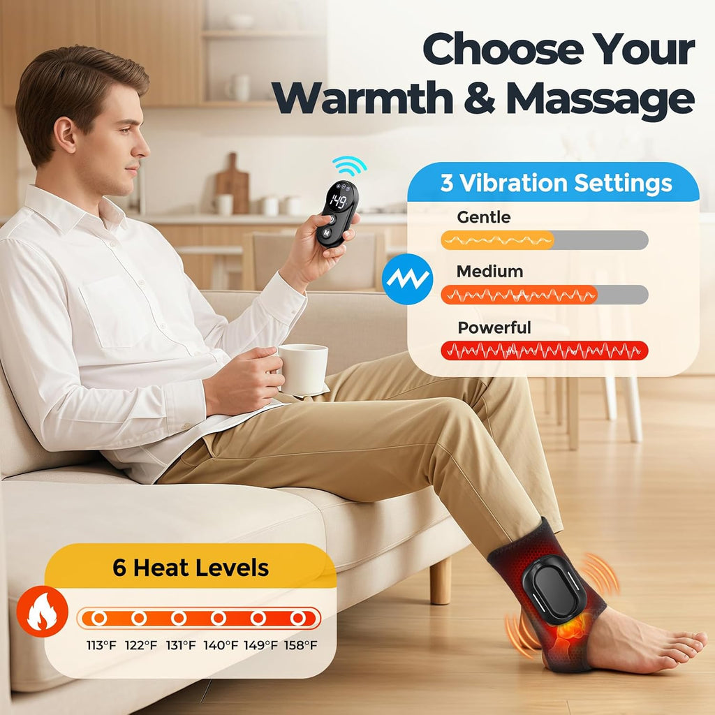 Masajeador de pies para neuropatía con calor, almohadilla de calentamiento para tobillo sin cables
