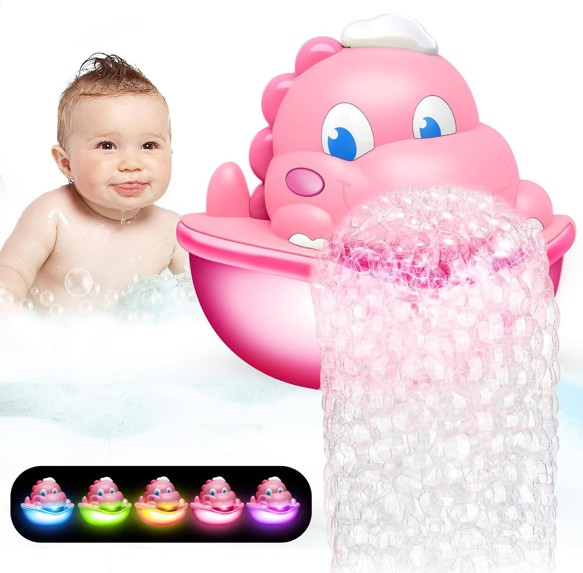 Baby Bath Toys Light Up Bath Bubble Machine con Colourful Light Bathtime Shower Bath Toys para Kids Ages 1-3 4-8 Birthday para Toddler Boys Girls