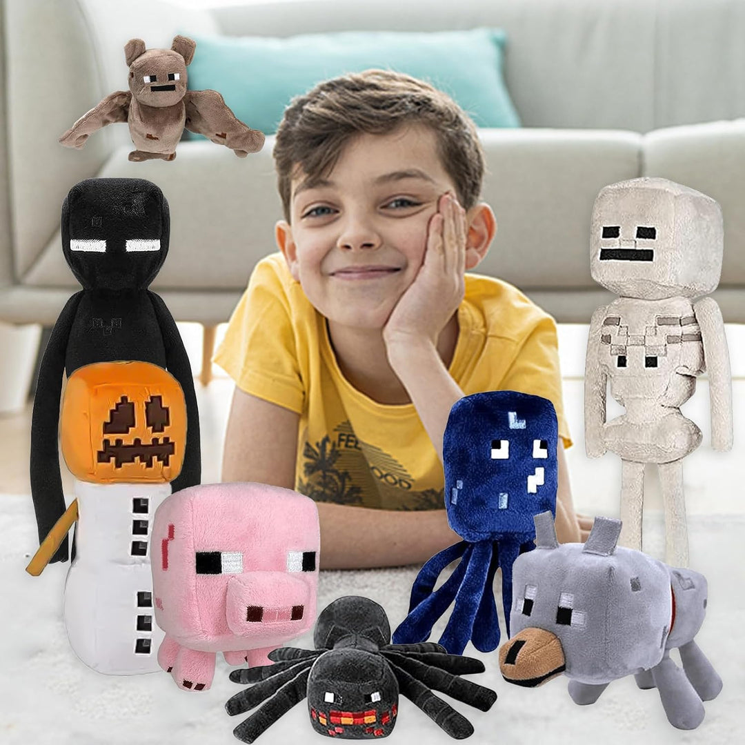 XSLWAN Paquete de 8 peluches de gólem de nieve, peluche Enderman, l...