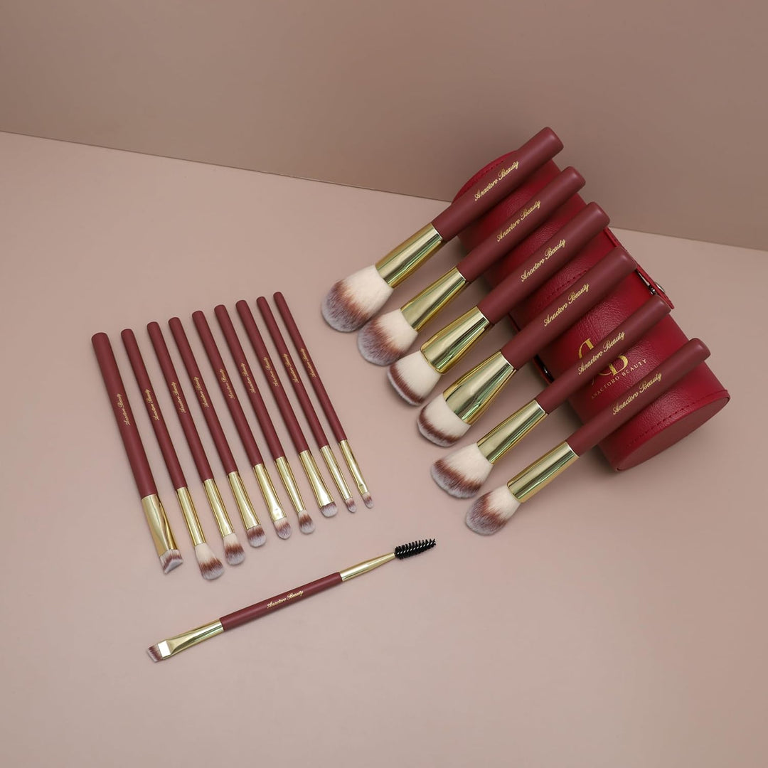 Anactoro Juego de brochas de maquillaje profesional de belleza, 16...