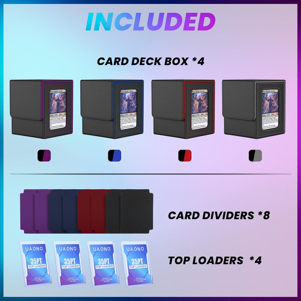UAONO Caja de cartas para MTG Commander, se adapta a 100 tarjetas de doble