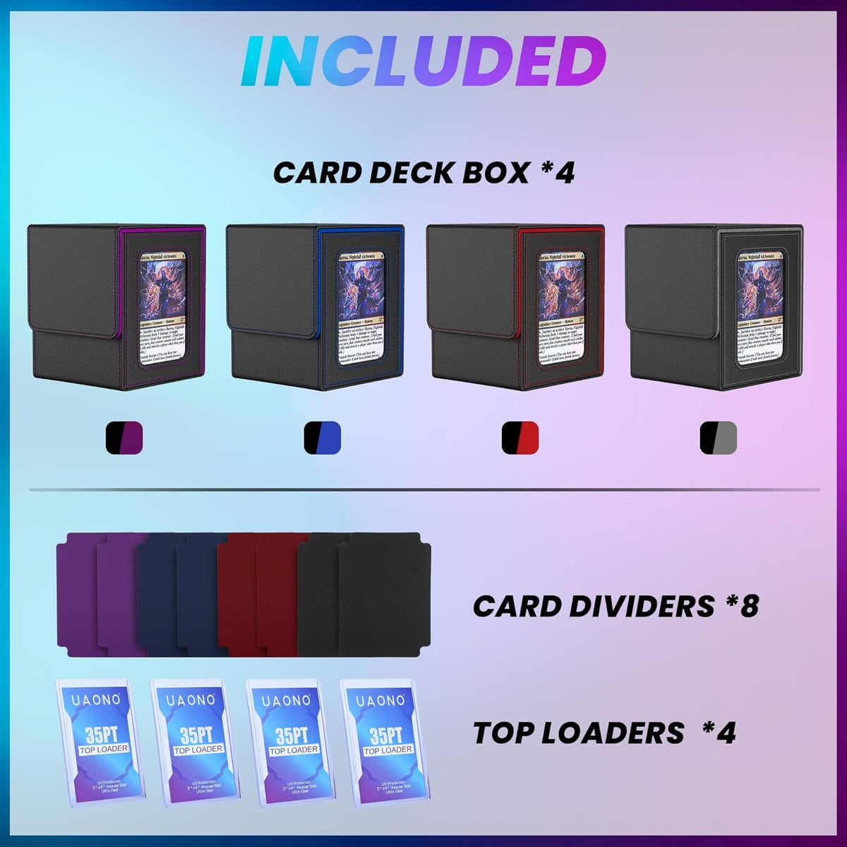 UAONO Caja de cartas para MTG Commander, se adapta a 100 tarjetas de doble