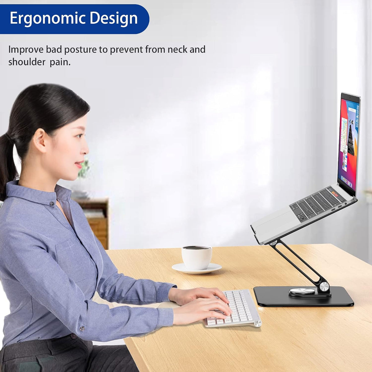 BESIGN LSX7 - Soporte para laptop con base giratoria de 360 grados,...