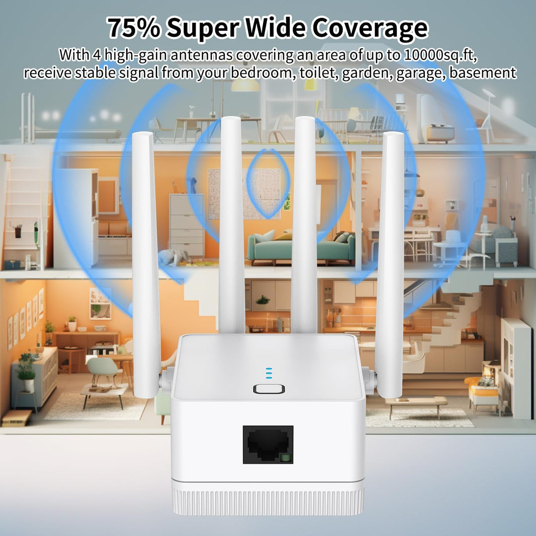 Extensor WiFi amplificador WiFi más rápido 1200 Mbps de
