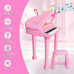Love & Mini - Piano/teclado de juguete color rosa; instrumento musical con micrófono para niños como regalo de cumpleaños