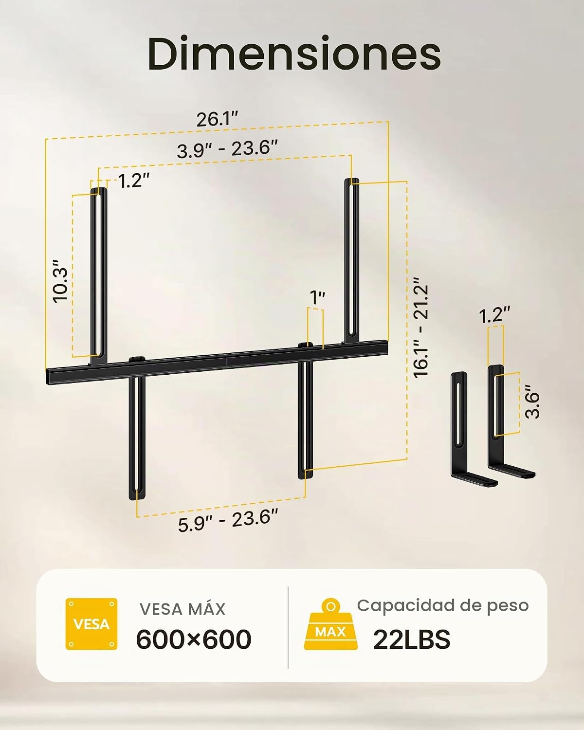 MonTEK - Soporte para barra de sonido debajo del televisor, se adapta a la