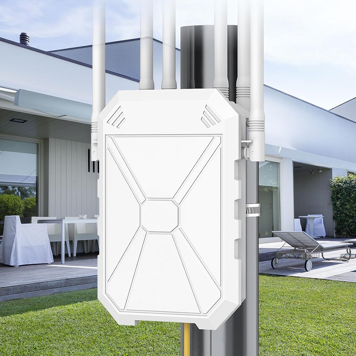 Extensor WiFi AX3000 Amplificador de señal WiFi 6 Extensor para exteriores, punto de acceso Gigabit inalámbrico al aire libre, IP65 resistente a la intemperie, con PoE, para Starlink, cámara, garaje