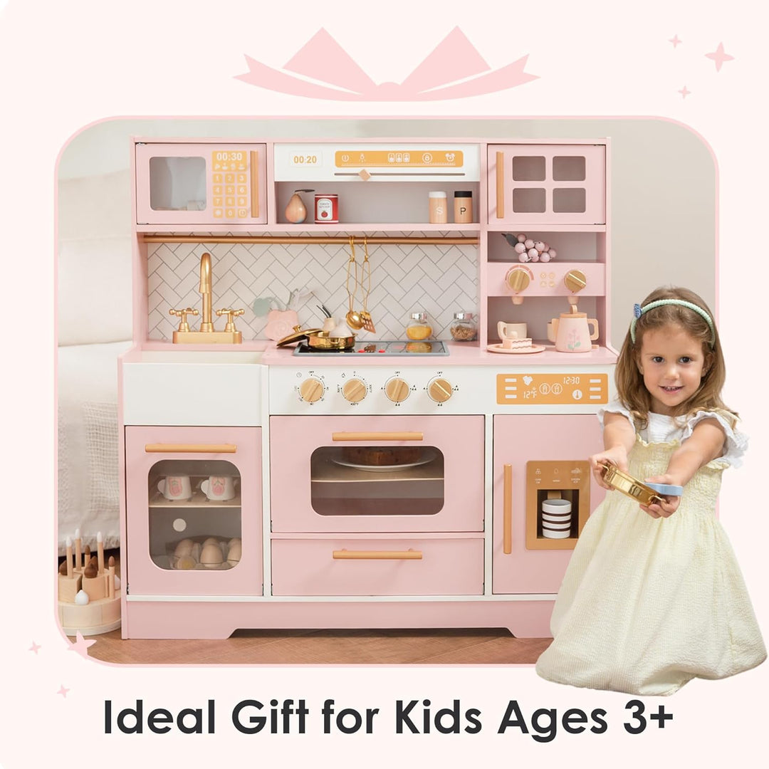 Cocina de Juguete de Madera Rosa para Niños - Electrodomésticos Rea...