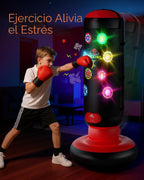 HopeRock Punching Bag para Niños, Juego de Boxeo con Puntuación, Luz, Música, 4 Modos de Juego, Bolsa de Boxeo Inflable con Guantes, Juguetes de Regalo de Cumpleaños para Niños de 4-8-12 Años
