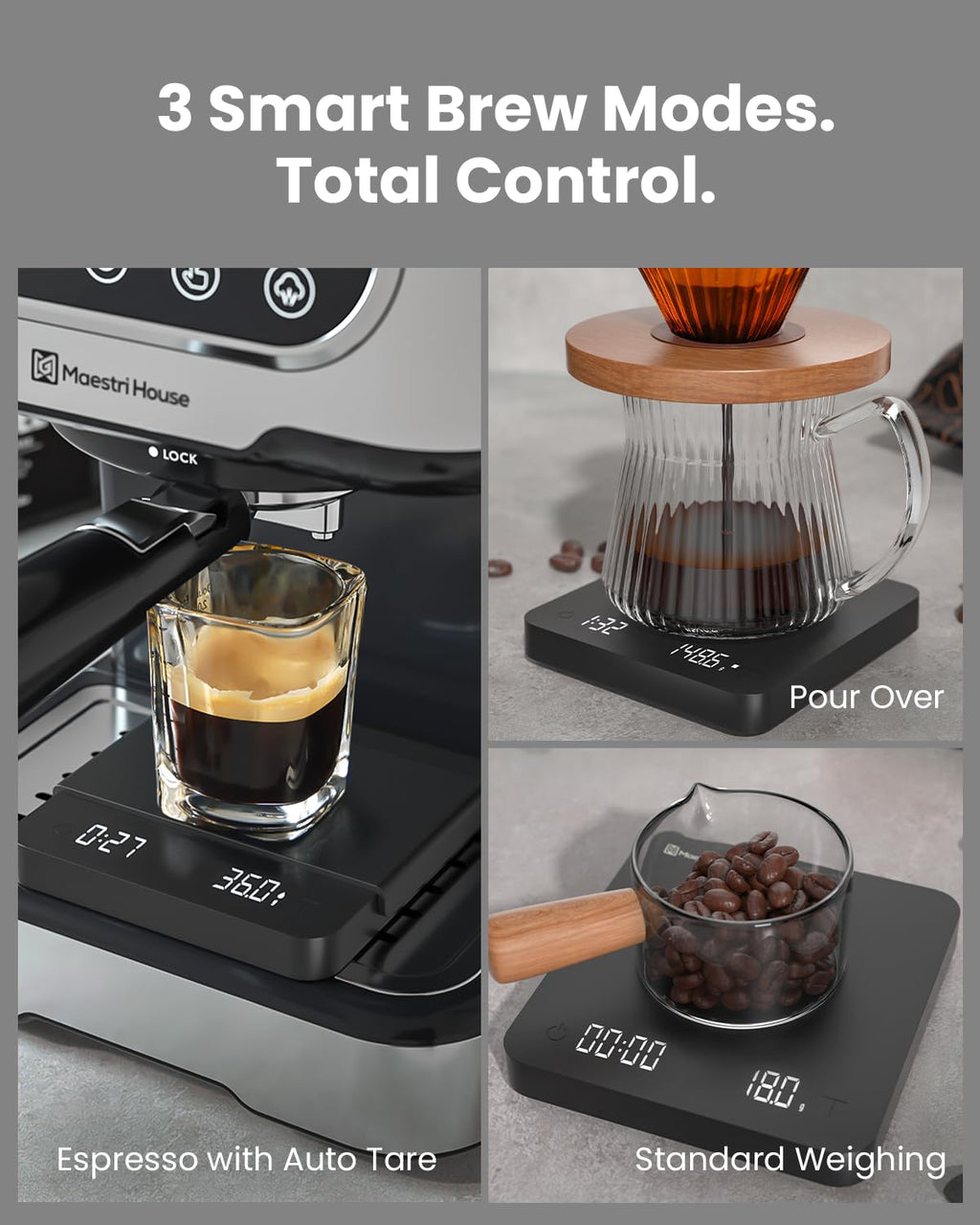 Maestri House S1 Air - Báscula ultradelgada de café espresso con