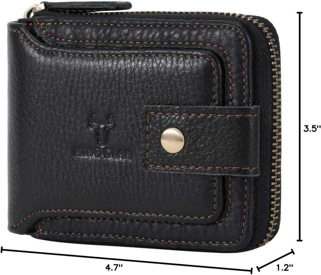 Billetera con cremallera para hombre, con bloqueo RFID, de piel, pl...