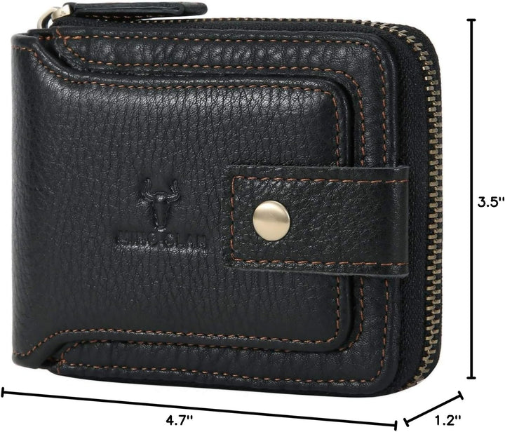 Billetera con cremallera para hombre, con bloqueo RFID, de piel, pl...