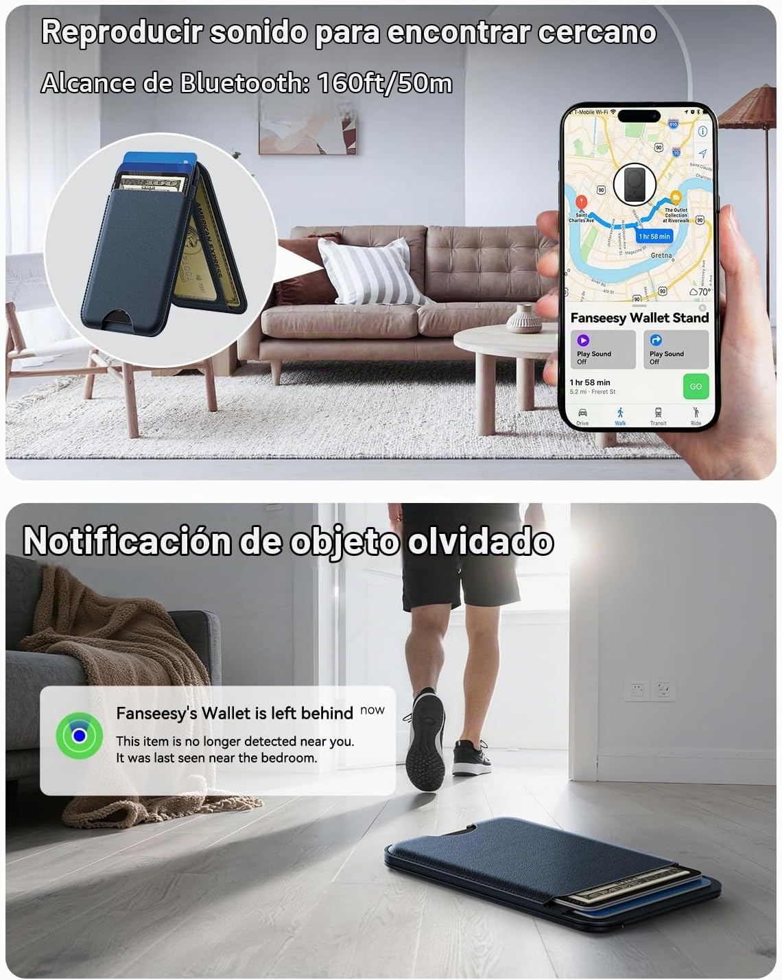 TWZKG para MagSafe Wallet, funciona con Apple Find My, 5 tarjetero con