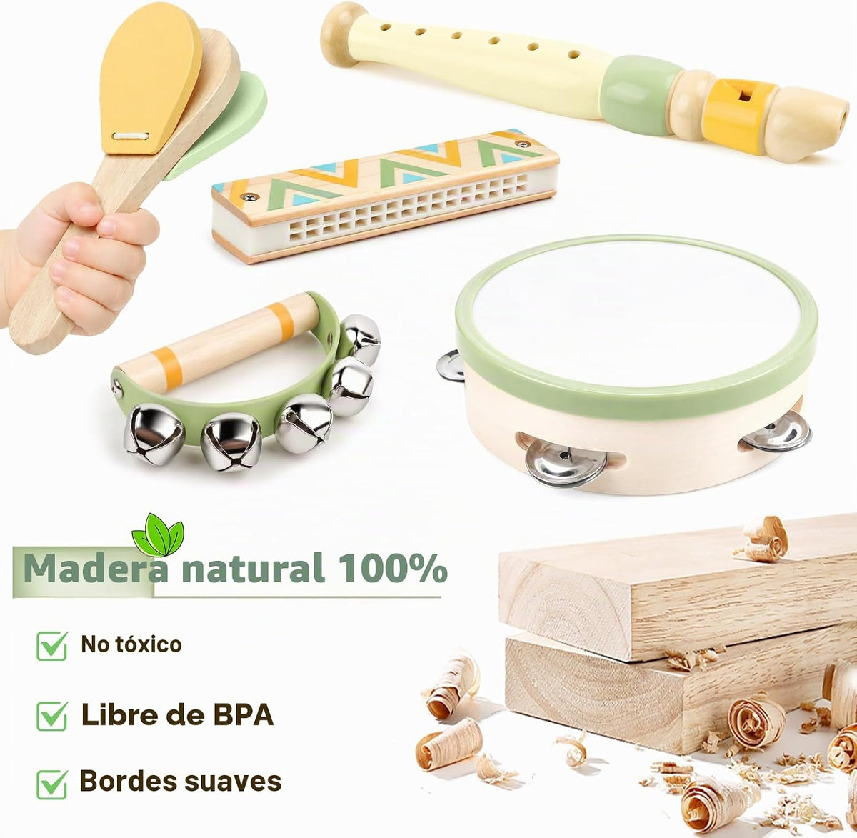 Juego de guitarra para niños - Instrumentos musicales Montessori 8 en 1