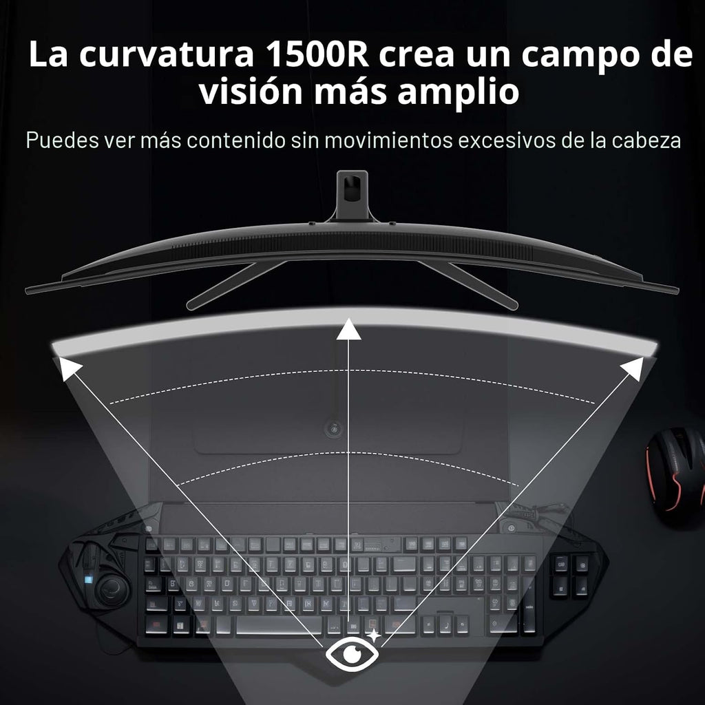 SANSUI Monitor de juegos curvo de 32 pulgadas WQHD 2560 x 1440 180H...
