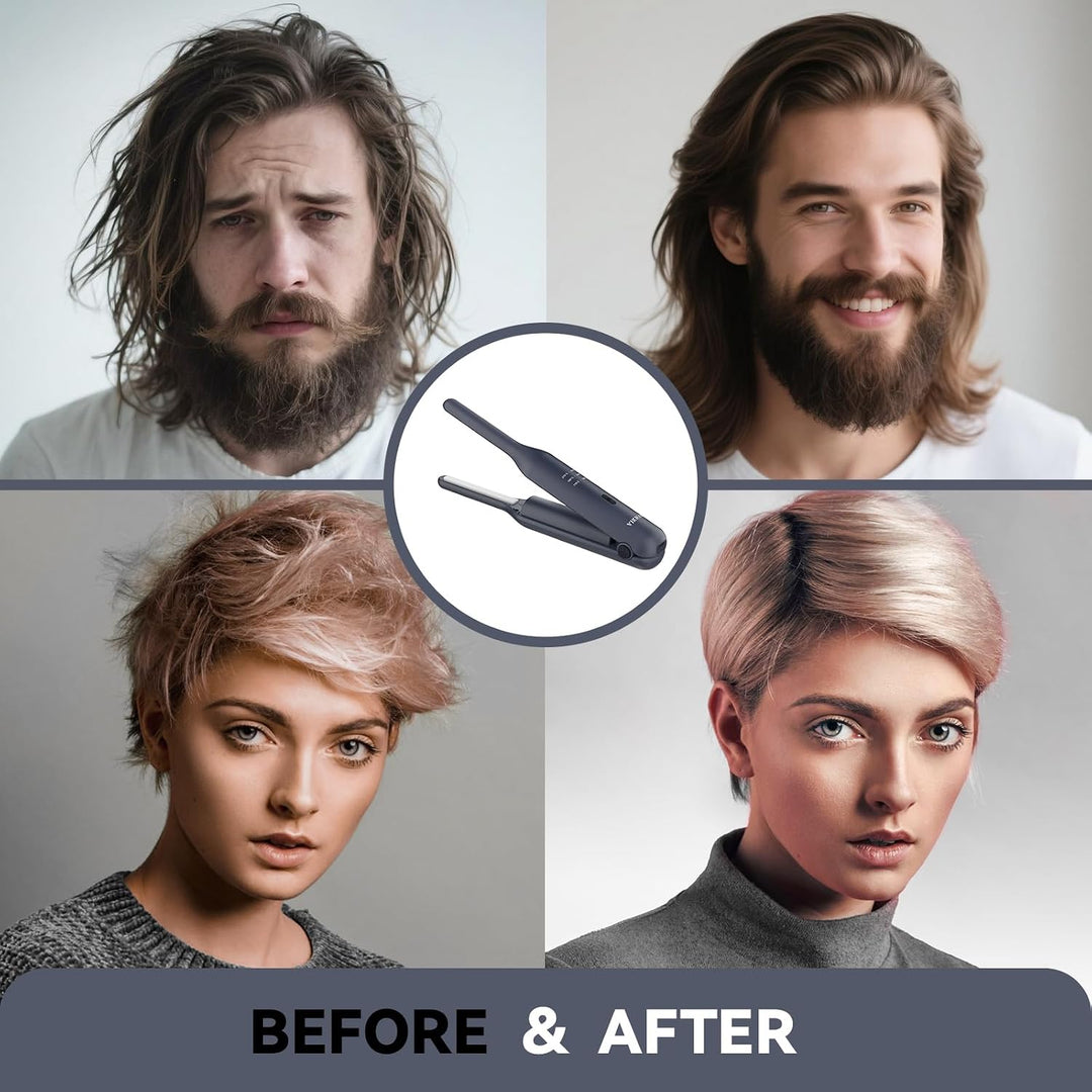VIKICON Mini Beard & Hair Straightener, Cordless Small Pencil Flat...
