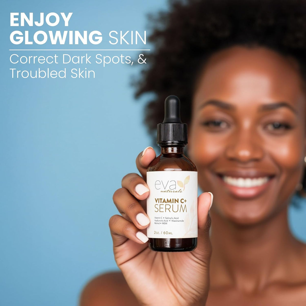 Eva Naturals Vitamin C Serum Plus - Suero facial con ácido hialurón...