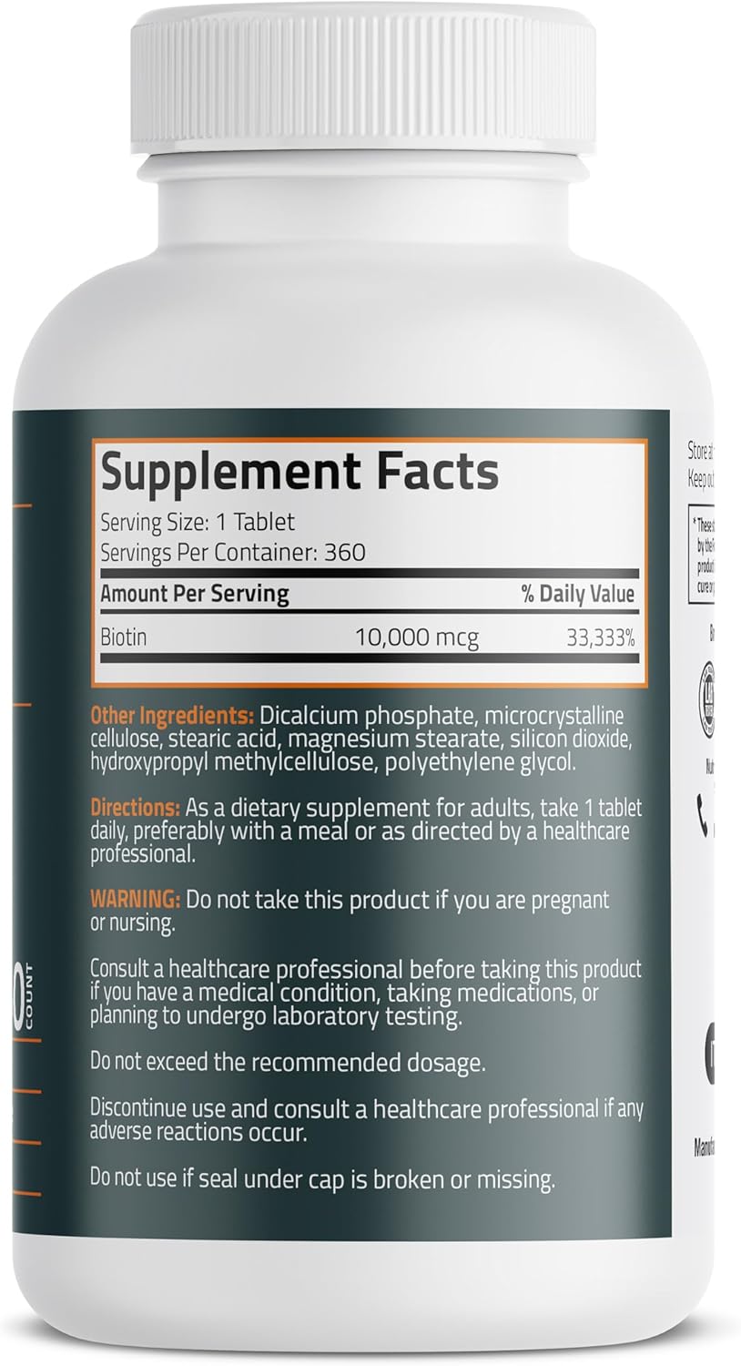 Bronson Biotina 10,000mcg, Mejora la salud del cabello, la piel y l...