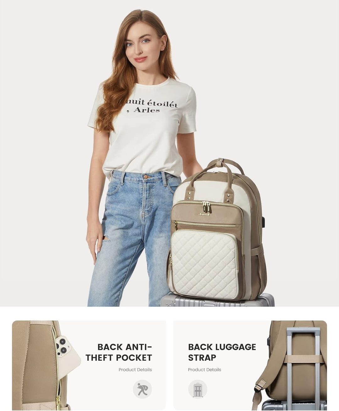 LOVEVOOK Mochila para computadora portátil para mujer, mochila para...