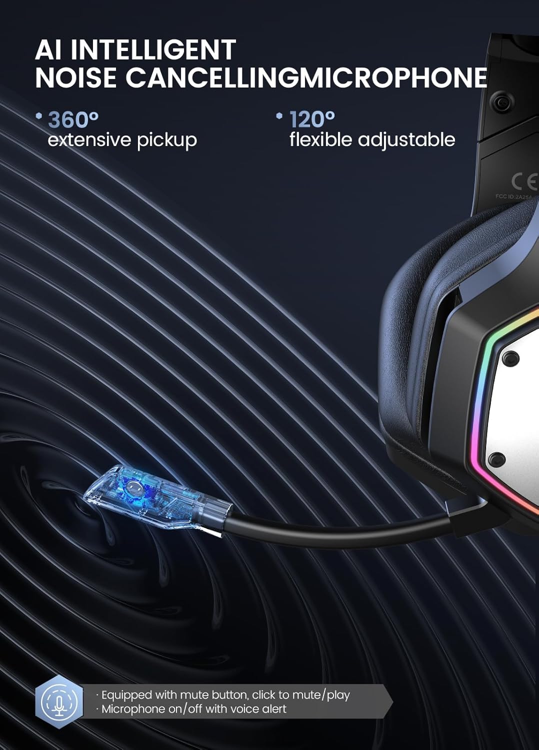 EKSA - Auriculares inalámbricos para juegos, auriculares USB con mi...