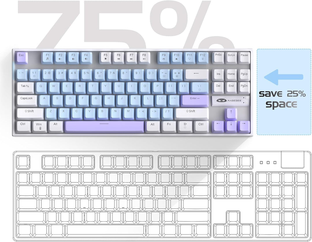MageGee - Teclado mecánico portátil 75% para juegos con switch azul...