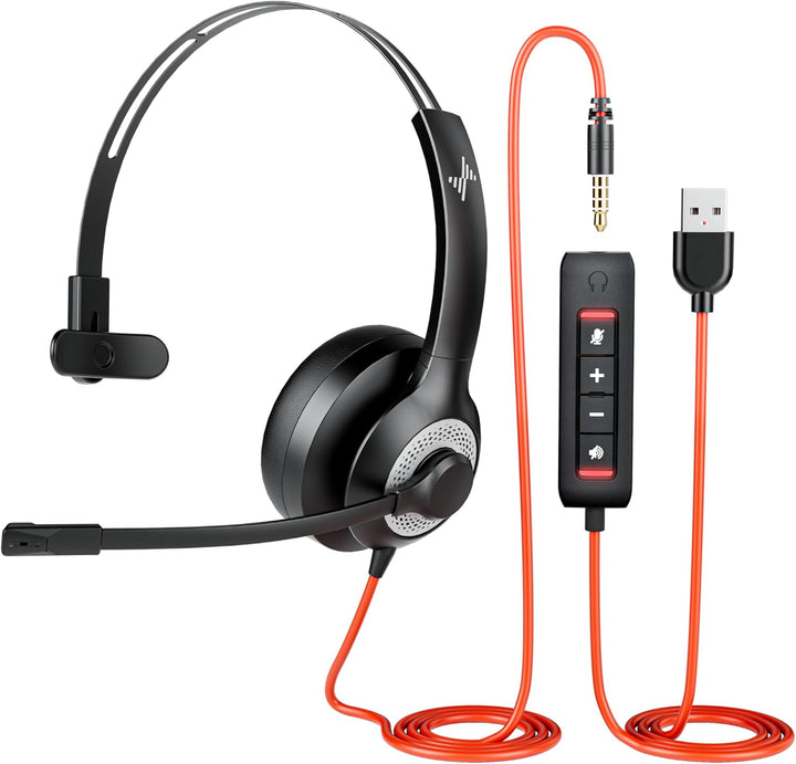 JIAMQISHI Auriculares USB con micrófono para PC, auriculares para c...