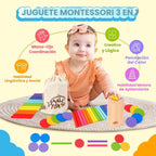 Montessori de madera 3 en 1 aprendizaje de motricidad fina juguetes