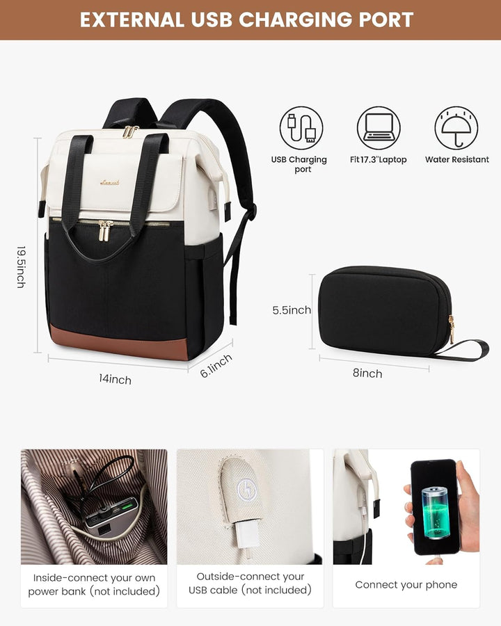 LOVEVOOK Mochila para laptop para mujer, mochila de trabajo convert...