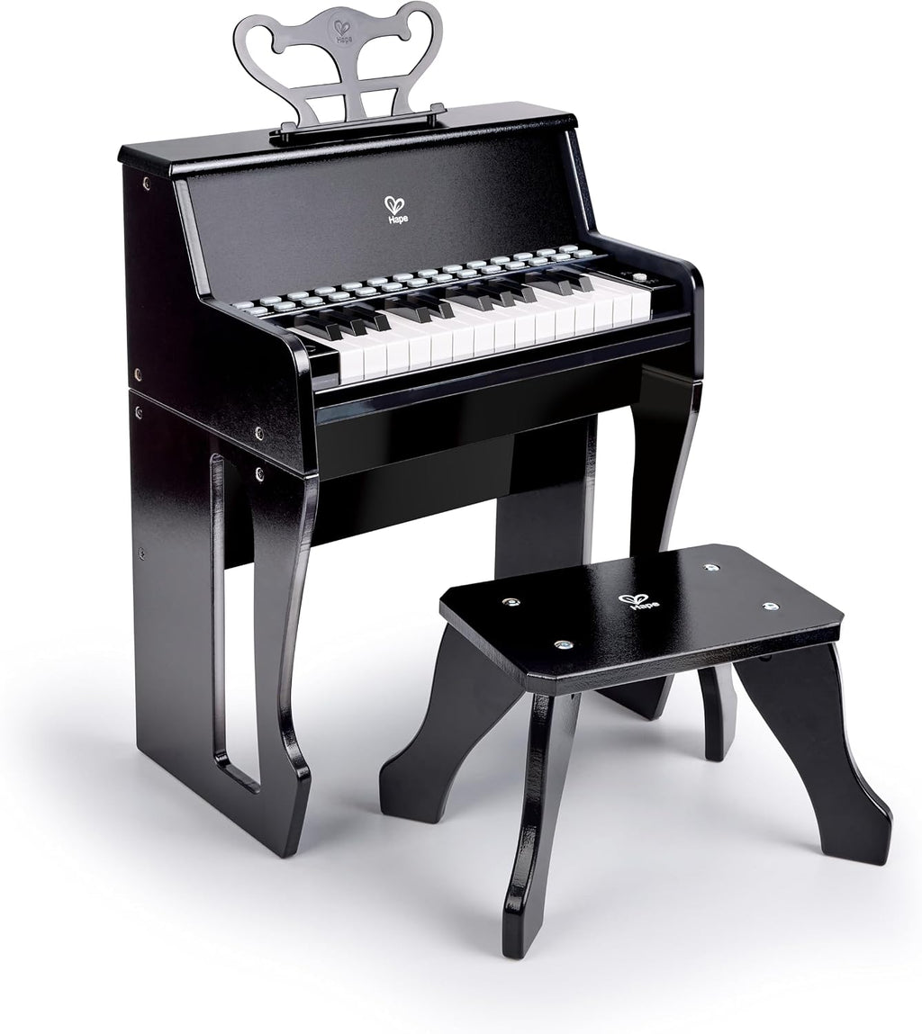Hape Aprende con luces Piano negro con taburete