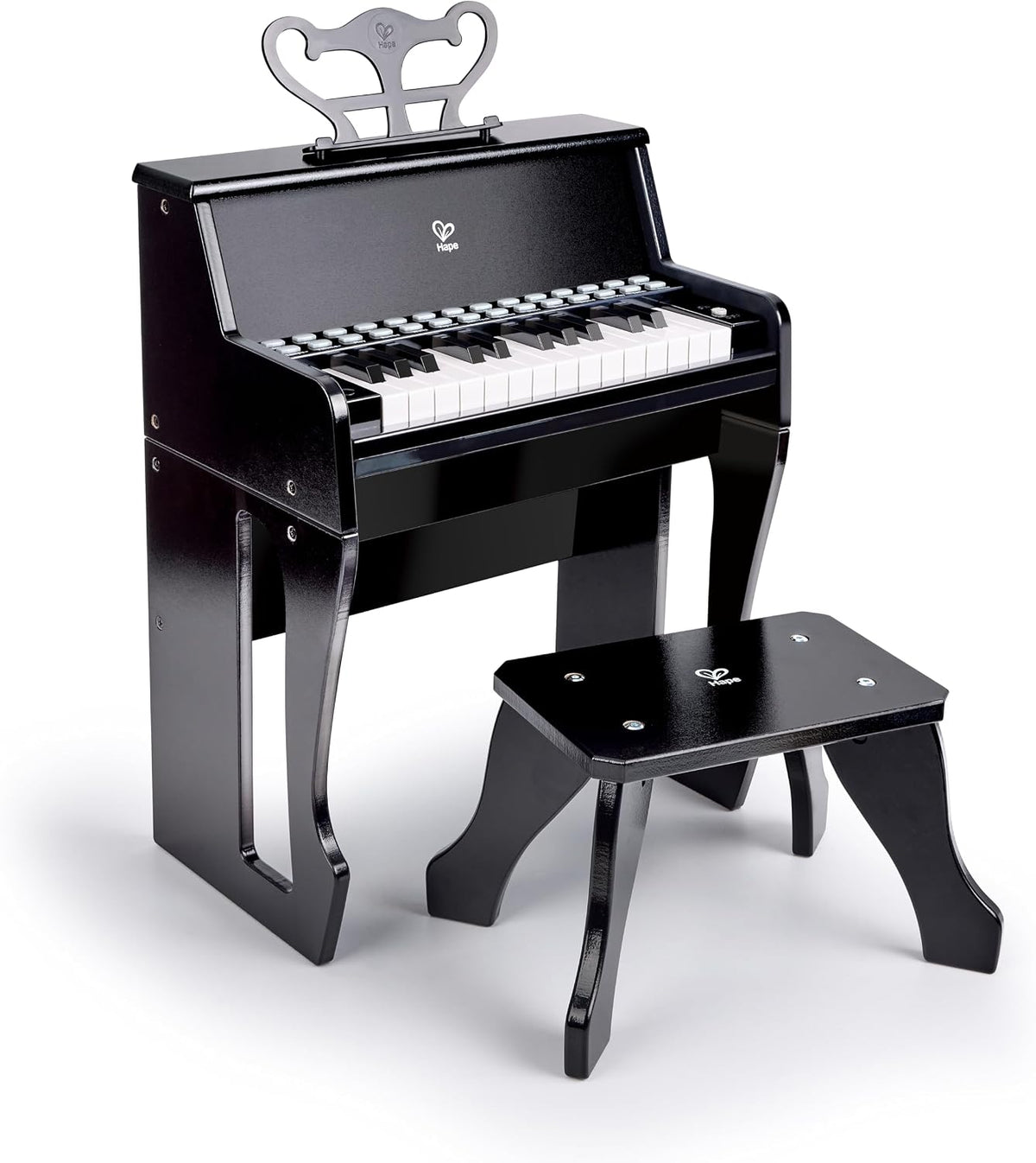 Hape Aprende con luces Piano negro con taburete