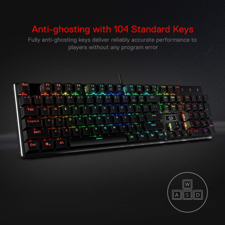 Redragon K556 teclado para juegos mecánicos con cable y luz posteri...